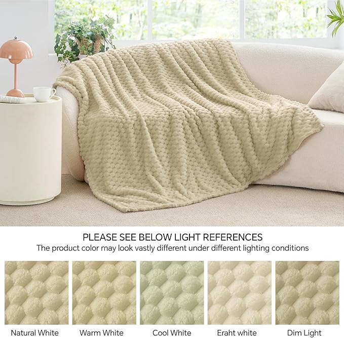 BEDELITE Almond Throw Blanket for Couch, Soft Cozy Gifts for Women, 50 * 60 | 3D Jacquard Decorative Fleece Blanket, Super Soft Plush Throws, Cute Birthday Gift for Women & Men, Suitable for All Seasons