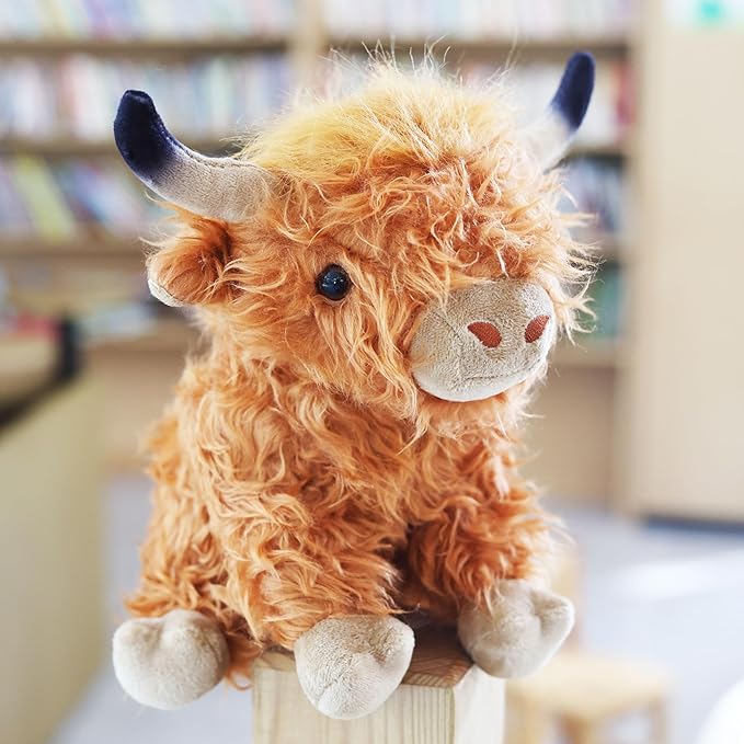 Highland Cows Plush Pillow Adorable Cow Stuffed Animal Plushies Toys Soft Fluffy Cow Plush Pillow for Birthdays Day (Highland Cows)