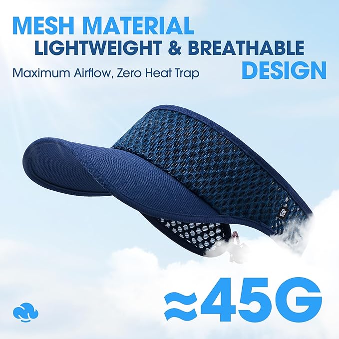 LONGLONG Sports Sun Visor Hat with Non-Slip Toggle Breathable for Women Men | Adjustable Quick Dry Moisture-Wicking Soft Lightweight Mesh Sun Protection Cap Golf Tennis Pickleball Running Garden Hiking