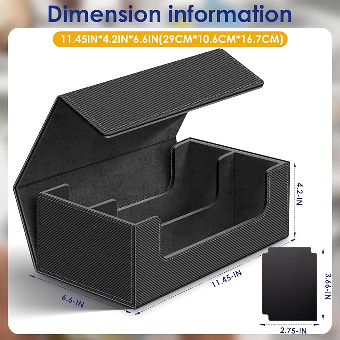 Homthy 1200+ Card Deck Case for Trading Cards, Leather Commander Card Storage Box Magnetic Card Holder Fit for MTG TCG and Sport Cards
