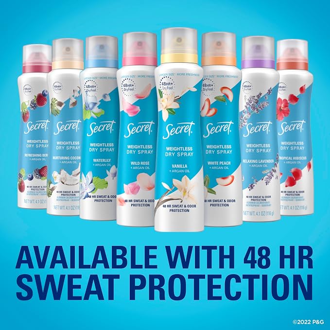 Secret Dry Spray Aluminum Free Deodorant for Women, 48hr Weightless Odor Protection, Gentle on Skin, Cherry Blossom Scent, 4.1 oz (Pack of 2)