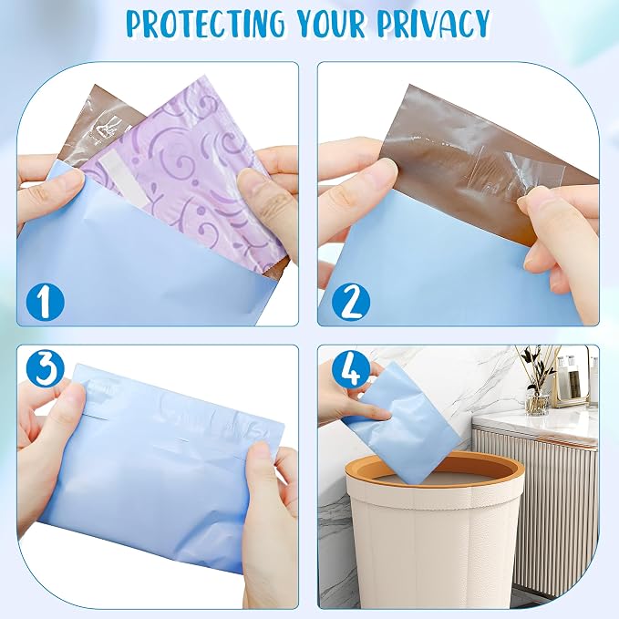 Sanitary Napkin Disposal Bags - Block Odors, Great Adhesion, Perfect Size - Feminine Hygiene Disposal Bags for Tampons and Pads 100Pcs (Blue)