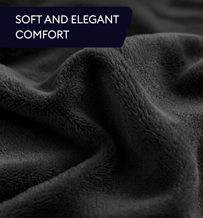 Heated Blanket Electric Throw 50"x60" – Safe Electric Heating Blanket with Auto Shut-Off & Overheat Protection, 10 Heat Settings, Washable Heated Throw for Couch, Bed, Office & Dorm, Charcoal Black