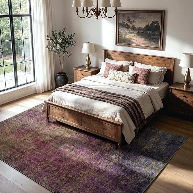 Washable Rugs 8x10 Area Rugs for Living Room,Bedroom,Dining Room-Modern Abstract Neutral Accent Rugs with Non Slip Backing,Large Soft Low Pile Carpet for Nursery Home Office (Stain-Resistant)