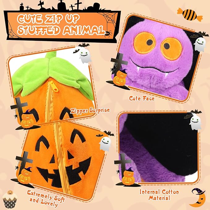 MIAODAM Halloween Bat Stuffed Animal, 11inch Reversible Halloween Pumpkin Bat Plush Pillow, Cute Plushies Toy Gift for Baby Toddler Girls Boys