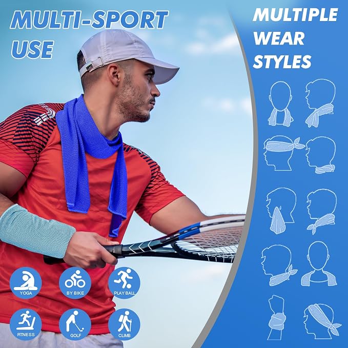 CSITE 12 Pack Cooling Towels Bulk (47"x12") for Neck and Face, Ice Towel for Hot Weather, Soft Breathable Chilly Gym Towels, Microfiber Towel for Work Out, Yoga, Running, Camping & More Activities