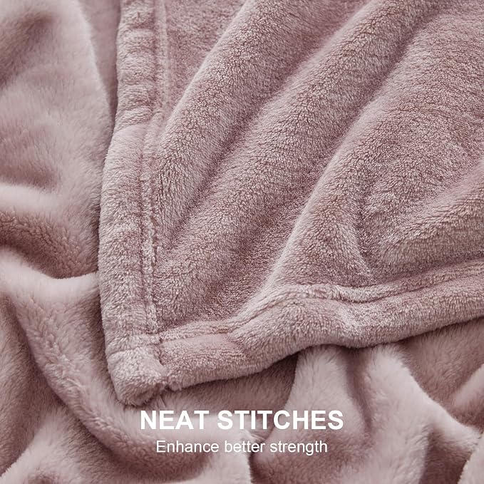 Hansleep Queen Pink Fleece Blanket, Soft Flannel Bed Blanket | Fuzzy Cozy Blanket 90x90 Inches, Multi-use for Bed, Sofa, Couch, Travel, Camping, All Season Warm Lightweight Cover
