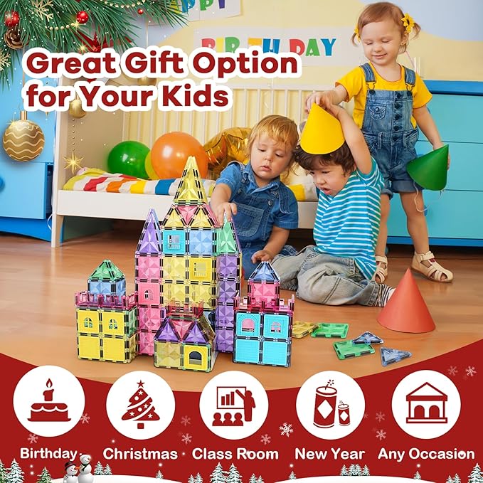 ROMDS Magnetic Tiles, Magnetic Building Blocks for Kids Ages 3+ and STEM Magnet Toys, Clear Magnet 3D Blocks Construction Playboards for Boys & Girls, Sensory Play for Preschool Learning(36 pcs)