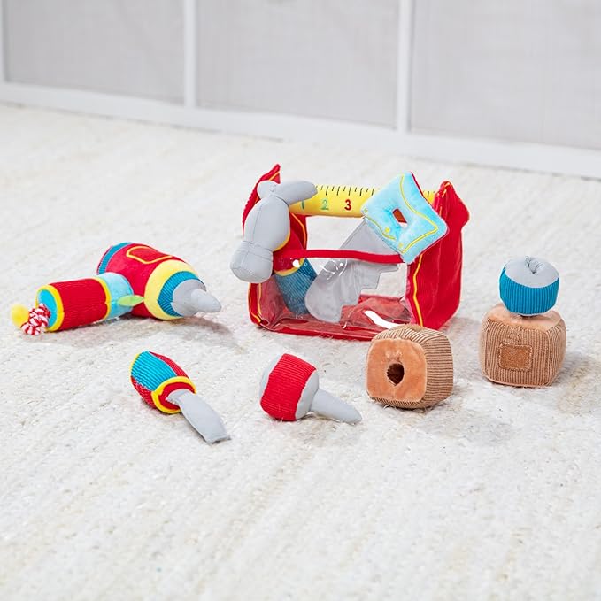 Melissa & Doug Toolbox Fill and Spill Toddler Toy with Vibrating Drill (9 pcs)