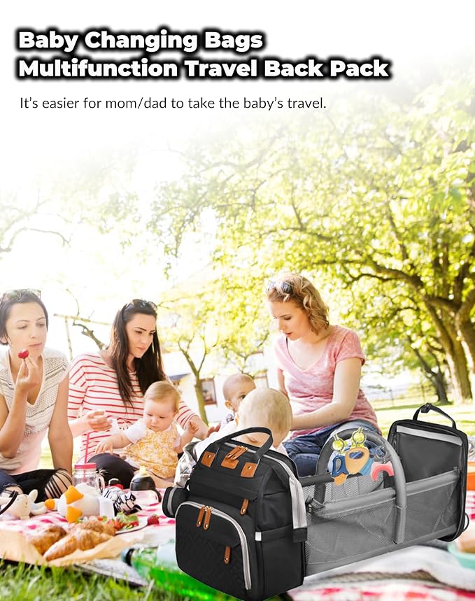Astro alan Baby Diaper Bag with Changing Station, Waterproof Diaper Bag Backpack for Moms Dads with USB Charging Port, Baby Shower Gifts, Large Capacity diaper backpack, Black