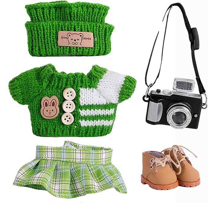 5set 17cm Dolls Clothes Outfit Set - Casual Style Costumes for Doll Figures, Camera Set,Have a seat Clothes - 6.7 Inches Cute Dolls Daily Refill,Gifts for 17cm Doll Lovers (Style-F)