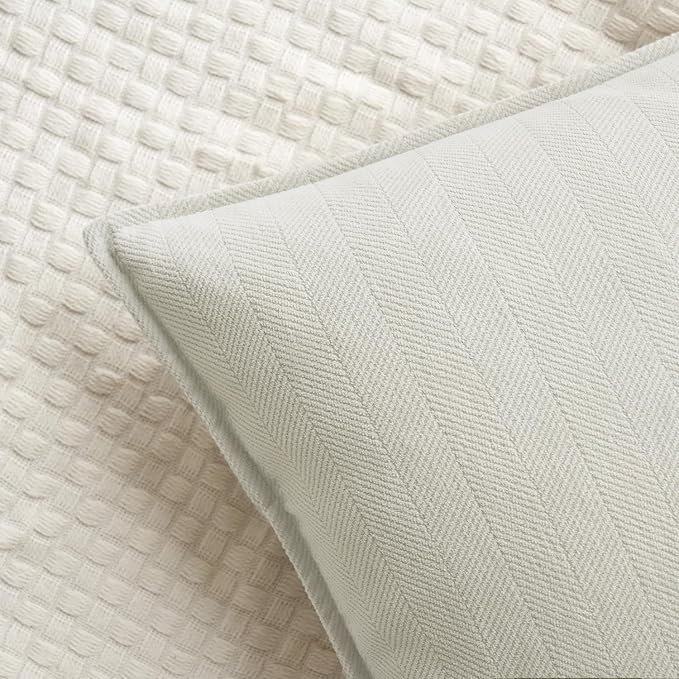 MIULEE Pack of 2 Cream White Decorative Chenille Pillow Covers 20x20 Inch | Soft Couch Throw Pillows,Farmhouse Cushion Covers with Elegant Design for Sofa,Bedroom,Living Room,Spring Home Decor