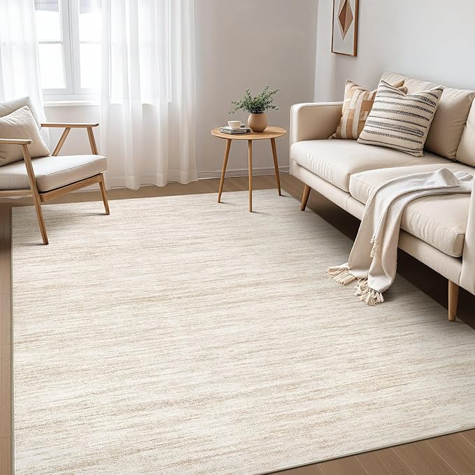 Nakagishi Boho 5x8 Area Rug Living Room Rugs Machine Washable Beige | Soft, Pet & Kid Friendly, Carpet for Living Room/Bedroom/Office/Kitchen/Nursery, Daily Home Decor Stain Resistant Moroccan
