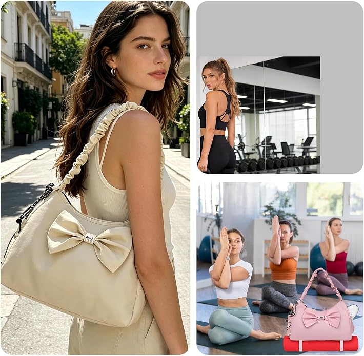 WOLT Gym Bag For Women, Yoga Mat Bag with Shoes Compartment, Wet Pocket and Water Bottle Pocket