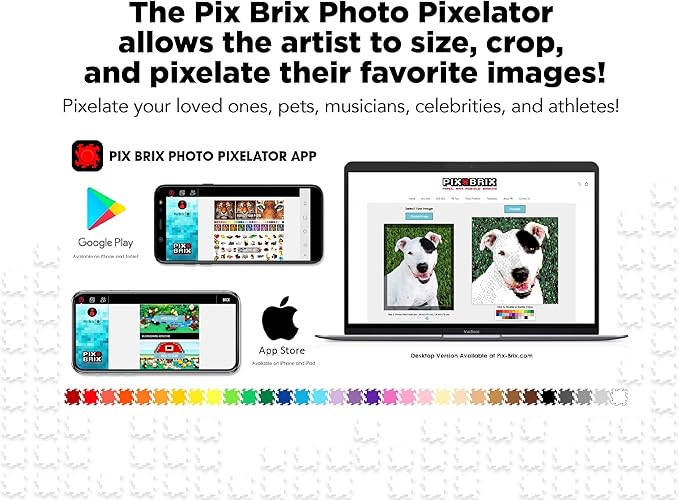 Pix Brix Pixel Art kit Puzzle Bricks - 3,000 Piece Pixel Art Container, 12 Color Dark Palette - Interlocking Building Bricks, Create 2D and 3D Builds Without Water or Glue - Stem Toys, Ages 6 Plus