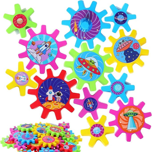 36 Pcs Magnetic Gears Interchangeable Learn Magnetic Spinning Gears for Magnetism Refrigerator or Whiteboard (Space)