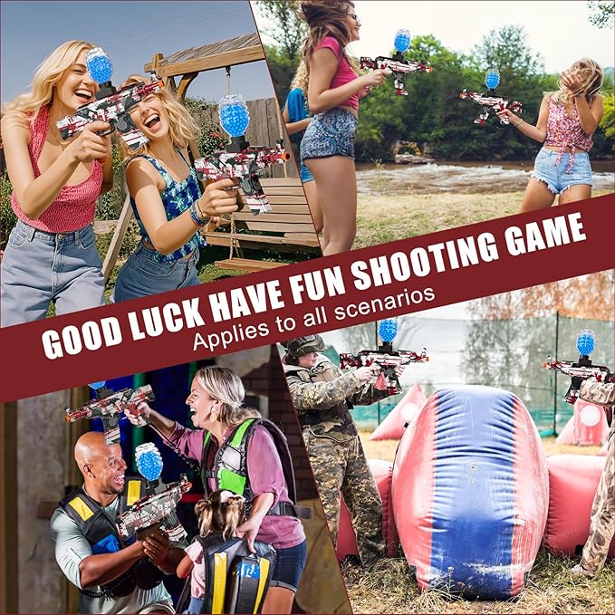 Gel Ball Blaster, Automatic Electric Splat Gun with Orby Gel Balls, Splatter Ball Blaster Toy for Outdoor Shooting Games, Backyard Fun, Birthday for Teens Ages 14+, Red