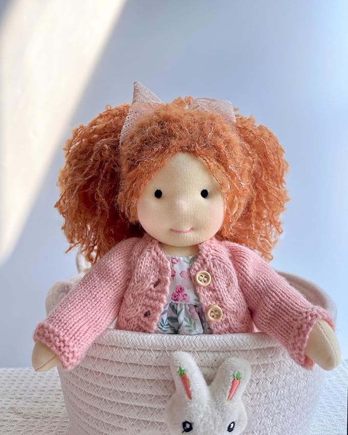 Handmade Waldorf Doll- Elsee 12", Soft Girl Rag Doll with Cute Stuffed Plush, Ideal for Babies & Toddlers