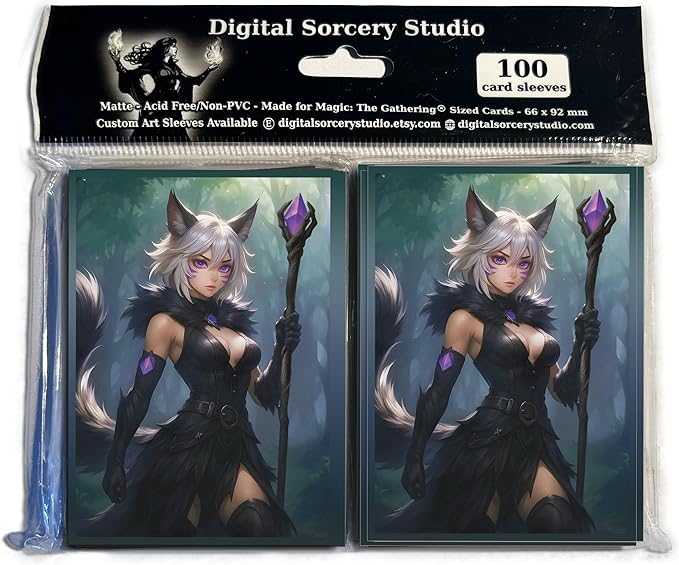 Anime Cat Warlock Card Sleeves 102 Pack – Compatible with MTG & TCGs – Perfect for Y'shtola, Night’s Blessed & Final Fantasy Commander Decks – Premium Card Game Sleeves for Magic