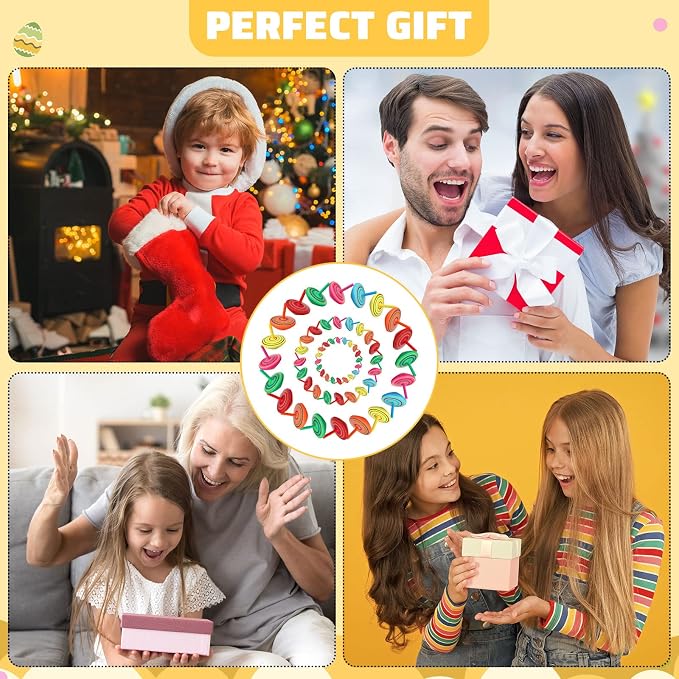 Lenwen 200 Pcs Wooden Spinning Top Colorful Rainbow Gyroscope Novelty Educational Spinning Toy Painted Spinner for Kindergarten Family Games Party Favors Gifts for Girls Boys