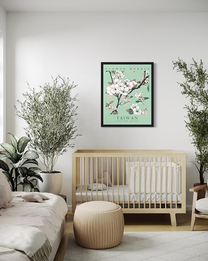 Taiwan, Plum Blossom Unframed Art Print Poster, Flower Market Wall Art, Floral Artwork Decor for Bedroom, Kitchen, Bathroom, Livingroom Decoration 52 (Taiwan, Plum Blossom, 20"L x 16"W, Unframed)