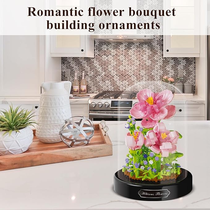 Flower Bouquet Building Set,Adults Mini Plant Bonsai Tree Friend Set,Botanical Collection Gift for Kids,Home Decor Flower Kit Building Block,Valentines New Year Birthday Gift for Boys Girls