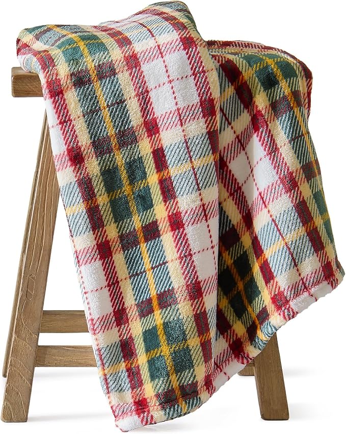 BEDELITE Plaid Fleece Throw Blanket, Christmas Tartan 50x60 Inches | 100% Polyester Microfibe, Soft Cozy, Lightweight Warm, Classic Plaid Pattern, Room Decor, Machine Washable, for Couch Bed