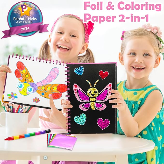 FUNNYB&G Foil Art Crafts for Kids Ages 4-8: Valentines Crafts for Kids 2026,Birthday Gift for Girls,Art and Crafts Supplies,Party Favors,Creative Toys for Girls Boys 4 5 6 7 8 9 Years Old(Insects)