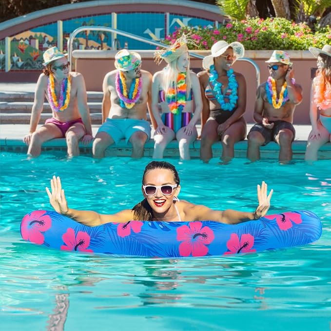 Inflatable Swimming Pool Noodle, 2 Pack Soft Fabric Quick Drying Covered Large Pool Floats Noodles, Premium Buoyancy Swim PoolFloats with Portable Storage Bag for Pool Party Toy