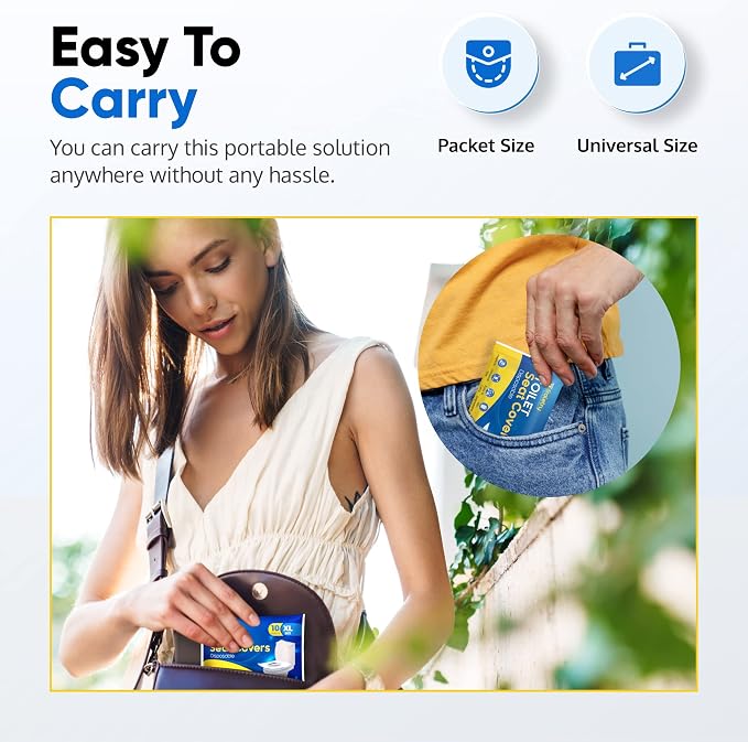 Toilet Seat Covers Disposable Flushable Travel Pack of 200, XL Biodegradable Paper Toilet Seat Covers for Adults & Kids, Public Restroom, Airplane & Camping Travel Essentials