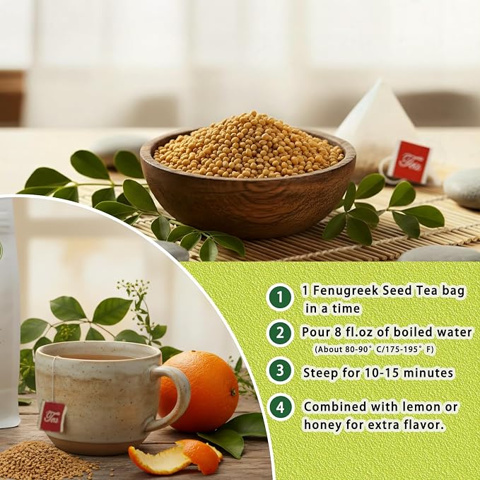 Samcci - Fenugreek Seed Tea Bags, 50 Teabags, 3g/bag - Natural Healthy Fenugreek Methi Seeds Herbal Tea - Non-GMO - Caffeine-free - Support Digestion & Improve Heart Health
