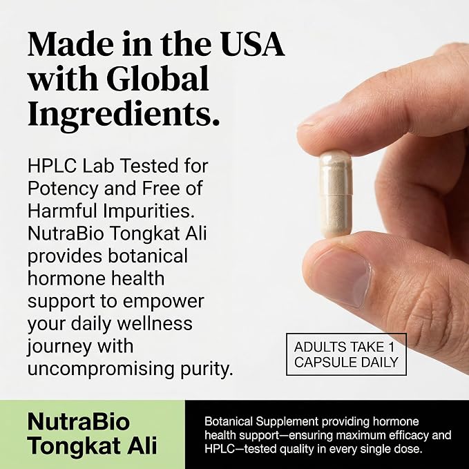 NutraBio Tongkat Ali Longjack 100 Supplement - Natural Support for Muscle Mass, Strength, Performance- Longjack Tongkat Ali for Men- 200mg per Capsule, 60 Servings