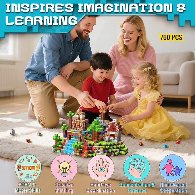Magnetic Blocks, 150PCS Magnetic Building Blocks Cubes, STEM Magnet Blocks, Stacking Magnets Toy, Sensory Play Christmas Birthday Gifts for Boys and Girls Age 3+ Years Old