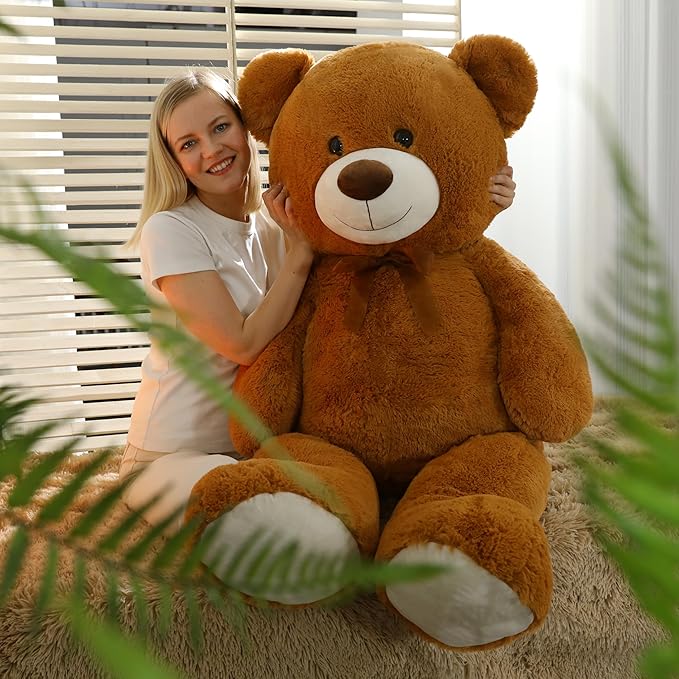 MorisMos Giant Teddy Bear Stuffed Animal 4 Ft,51'' Big Brown Teddy Bear for Girlfriend Boyfriend Wife Mom Fiancée Valentine's Gift,Large Stuffed Bear Plush for Christmas Birthday Baby Shower,Brown