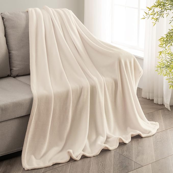 BEDELITE Fleece Blanket Soft Plush Twin Size Blanket Beige 60"x80" | Ultra Soft Fleece, Plush Microfiber, Lightweight Warmth, All Season Comfort, Fade Resistant, Machine Washable, Couch Sofa Bed