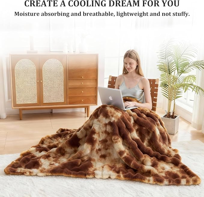 Faux Fur Twin Blanket for Couch, 1000 GSM Cozy Fuzzy Fluffy Soft Plush Thick Bubble Sherpa Blanket for Sofa Bedroom Living Room, Mothers Day Birthday Gifts for Women Home Decor