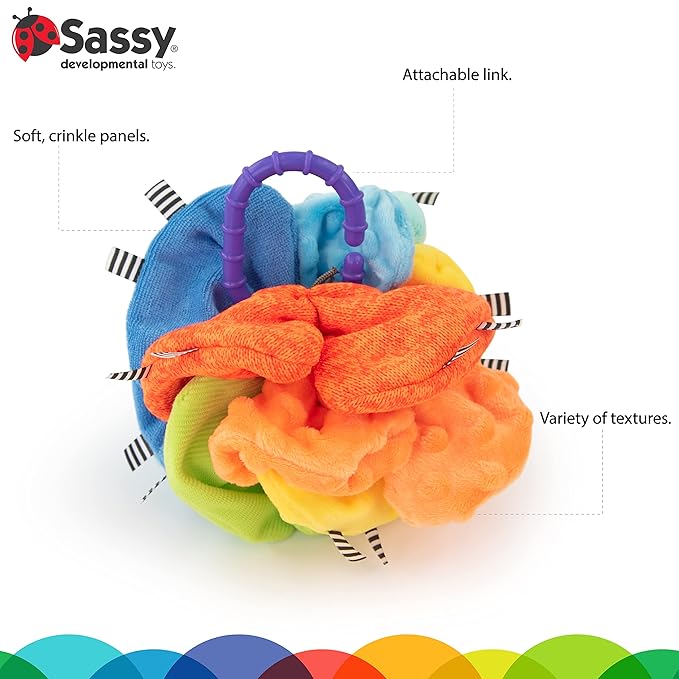 Sassy Crinkle Ball, Sensory Toy, 3+ Months (Pack of 6)