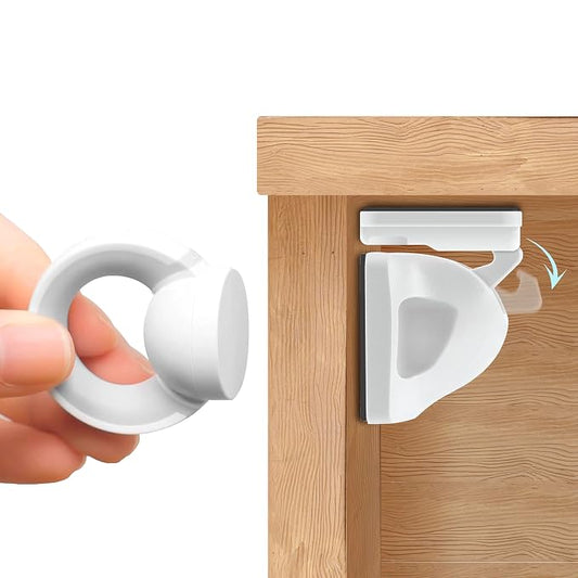 Booboo Baby Magnetic Child Safety Cupboard Locks for Children x10 Locks + x1 Key, Baby Proofing for Kitchen, Cabinets and Drawers, 30 Second Install No Drilling 3M Adhesive (10 Pack)