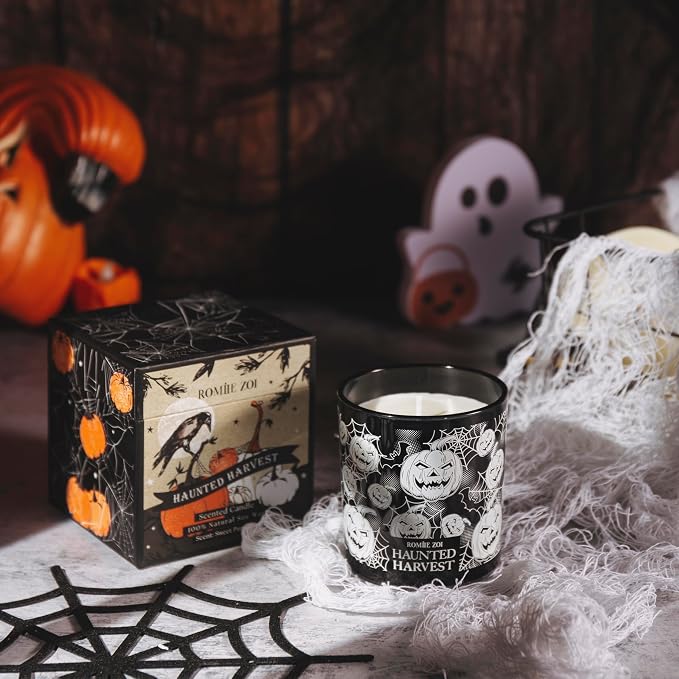 ROMIIE ZOI Scented Candle - Haunted Harvest Halloween - 6oz Soy Wax Candle for Autumn, Gift for Her/Him