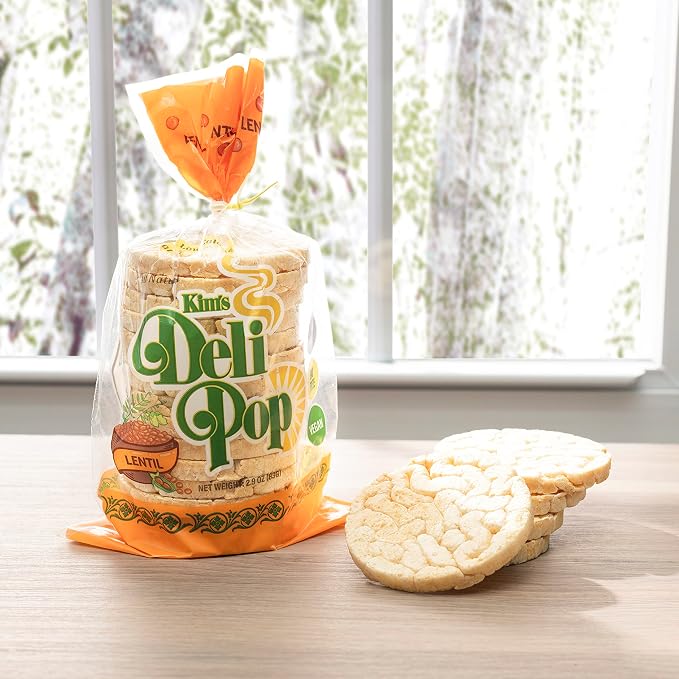 Deli Pop Grain Cakes 12 Pack | Lentil Flavor | 15 cakes per pack | Multigrain, Natural Vegan | Sugar Free Korean Snack | Low Calorie, Low Fat, Gluten Free Ingredients (Lentil Flavor)