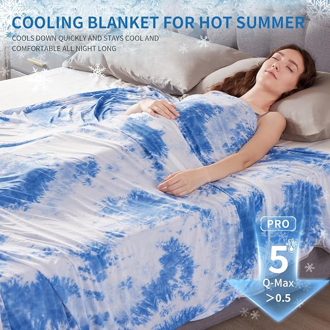 Guohaoi Cooling Blanket for Hot Sleepers and Night Sweats 60"x90" Full Size | Arc-Chill Q-Max >0.5 Cool Fiber,100% Oeko-Tex Certified Lightweight Summer Blanket for Travel/Outdoor Ultra Cold Breathable