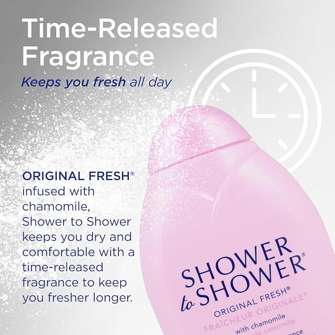 Shower to Shower Morning Fresh Body Powder with Chamomile for Men & Women, Talc Free, Sweat Absorbing, Prevents Chafing & Odor, Deodorizing All Over Body Powder for Long Lasting Freshness, 13 OZ