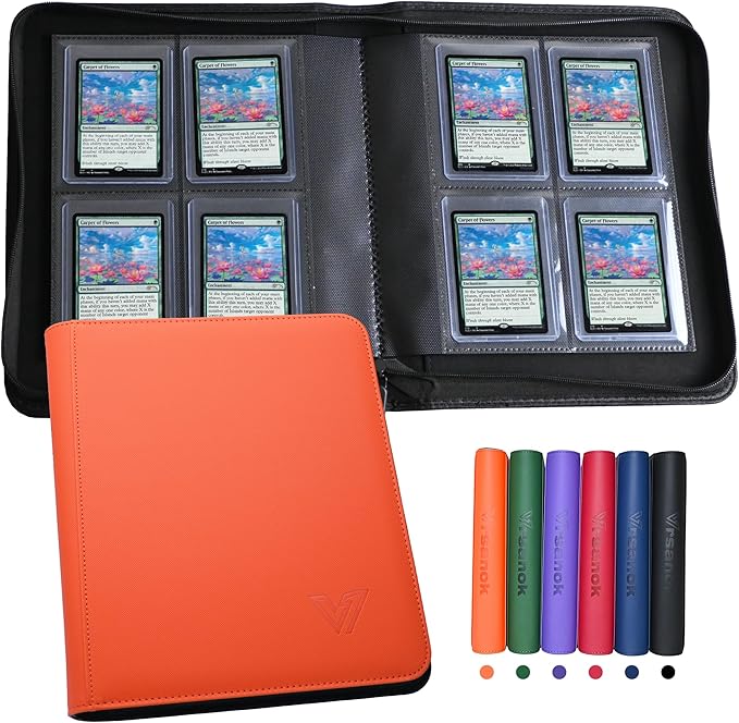 Toploader Binder 4 Pocket,Holds 128 Top Loaders,Top Loader Binder 4 Pocket for 3" x 4"Rigid Cards,Double Sided Card Binder Abulm in 3"x4"Toploaders for Trading Cards