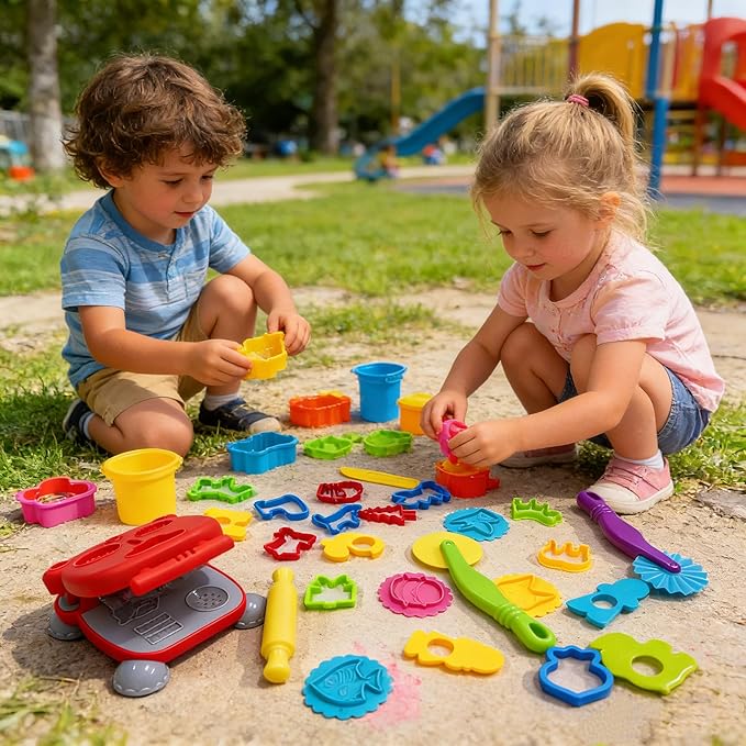 Play Dough Tools Set, Kids Clay Molds Kit with Animal Letters Numbers Cutters Rollers Storage Box, Non-Toxic ASTM F963 Certified, Toys for Toddlers Boys Girls Ages 3-8