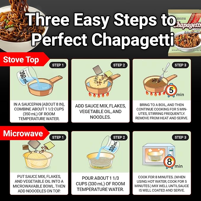 Nongshim Ramen Noodles, Gourmet Instant Ramen, Premium Microwavable Noodle, Chapagetti, 4.5 Ounce (Pack of 4)