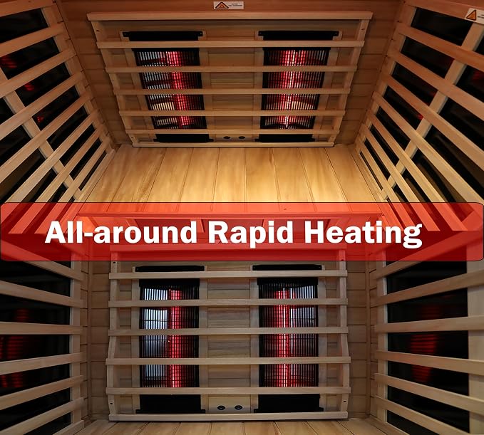 LTCCDSS Outdoor Ceramic Sauna 2 Person, Mahogany Far Infrared Sauna, Low EMF Sauna Room for Home,Withstand Outdoor Temp -10℉-149℉,Chromotherapys | Bluetooth Speakers
