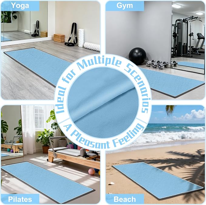 Yoga Towel,Ultra-Absorbent Yoga Mat Towel for Hot Yoga Towel Non Slip,Featuring Ultra-Stylish Prints,Ideal for Workouts,Hot Yoga, Bikram,Pilates Equipment,72 x 27 in, Blue