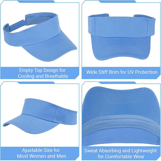 Topbuti Sports Sun Visor Hats for Women Men Adjustable Cotton Beach Baseball Tennis Golf Hat Caps UV Protection Visors