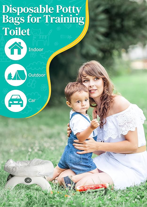 Newnice 90 Packs Disposable Potty Liners with 200ML Absorbent Pads, Travel Toilet Refill Bags Compatible with OXO Tot 2-in-1 Go Potty, Fits Most Toddler & Kids Potty Chairs for Training