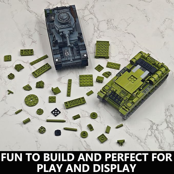 WW2 Tank Building Blocks, 38T and T-34 Army Tank Military Battle Model Kits,Toy Gifts for Boys or Men Collectors(1000+ pcs)